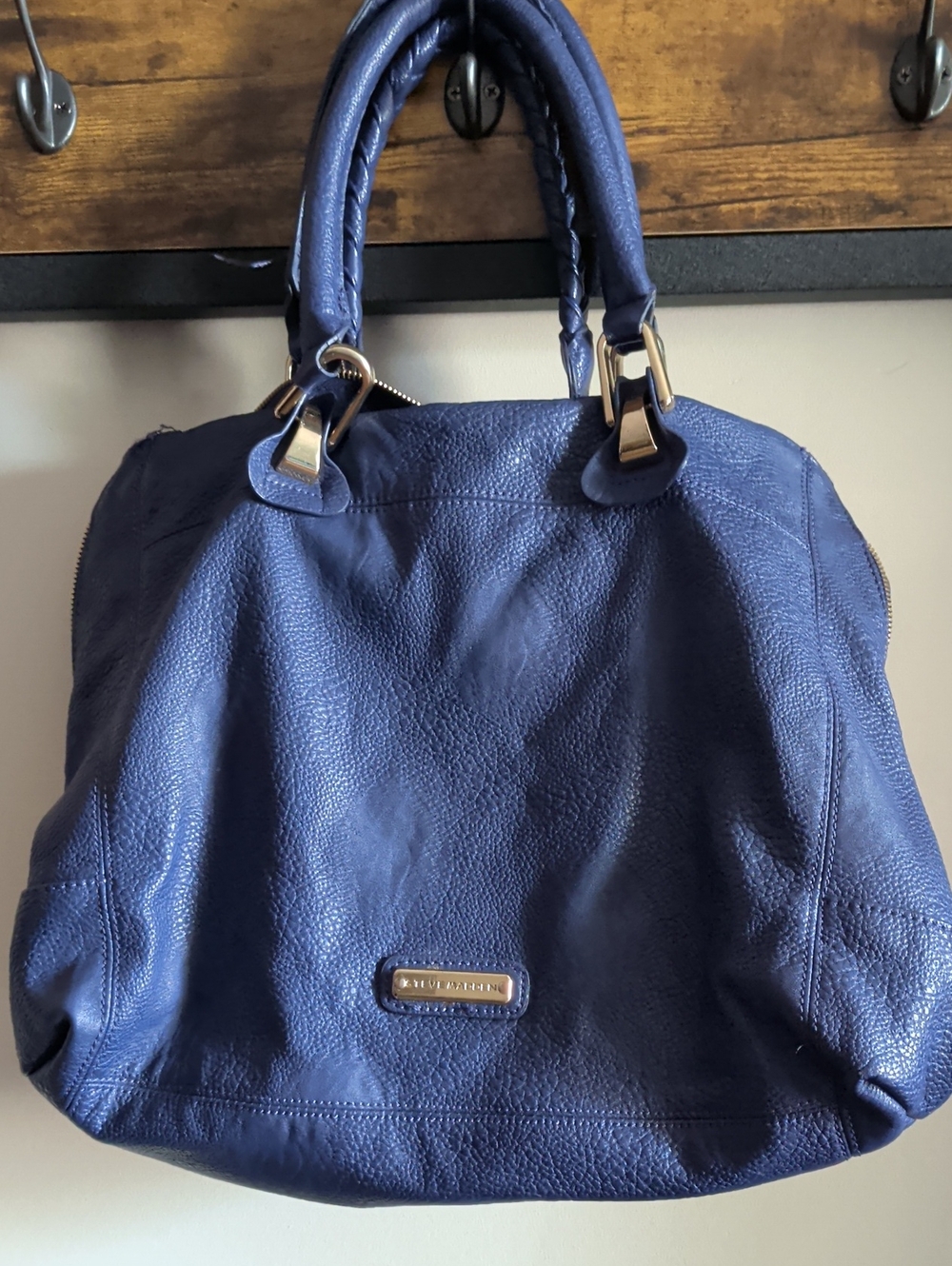 Steve Madden Navy Blue Pebbled Leather Shoulder Bag